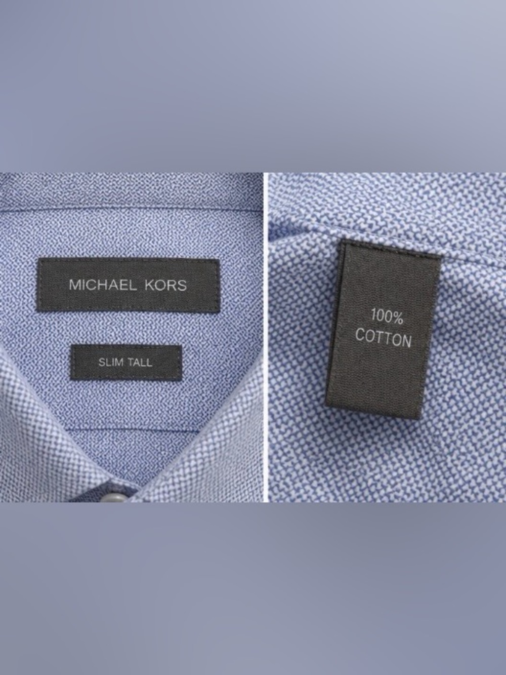 Michael Kors 100% Cotton Dress Shirt Blue 17 36/37 Slim Tall EUC - Picture 3 of 5